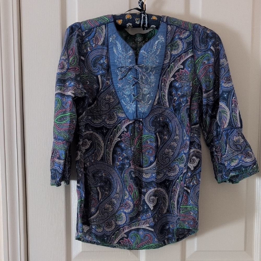Robert Graham Blue Paisley Blouse